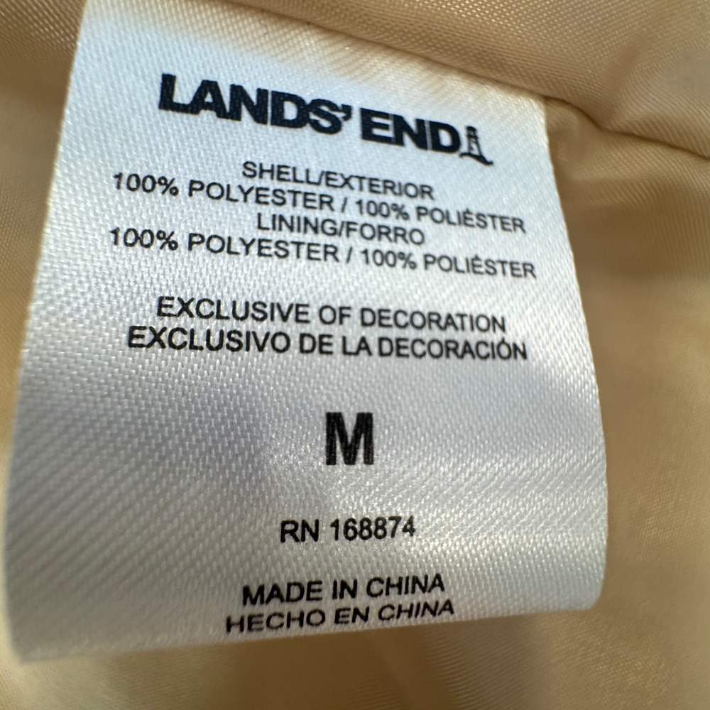 Lands End Womens Tan Khaki Hooded Raincoat Parka Jacket Size M RN 168874 - Picture 8 of 16